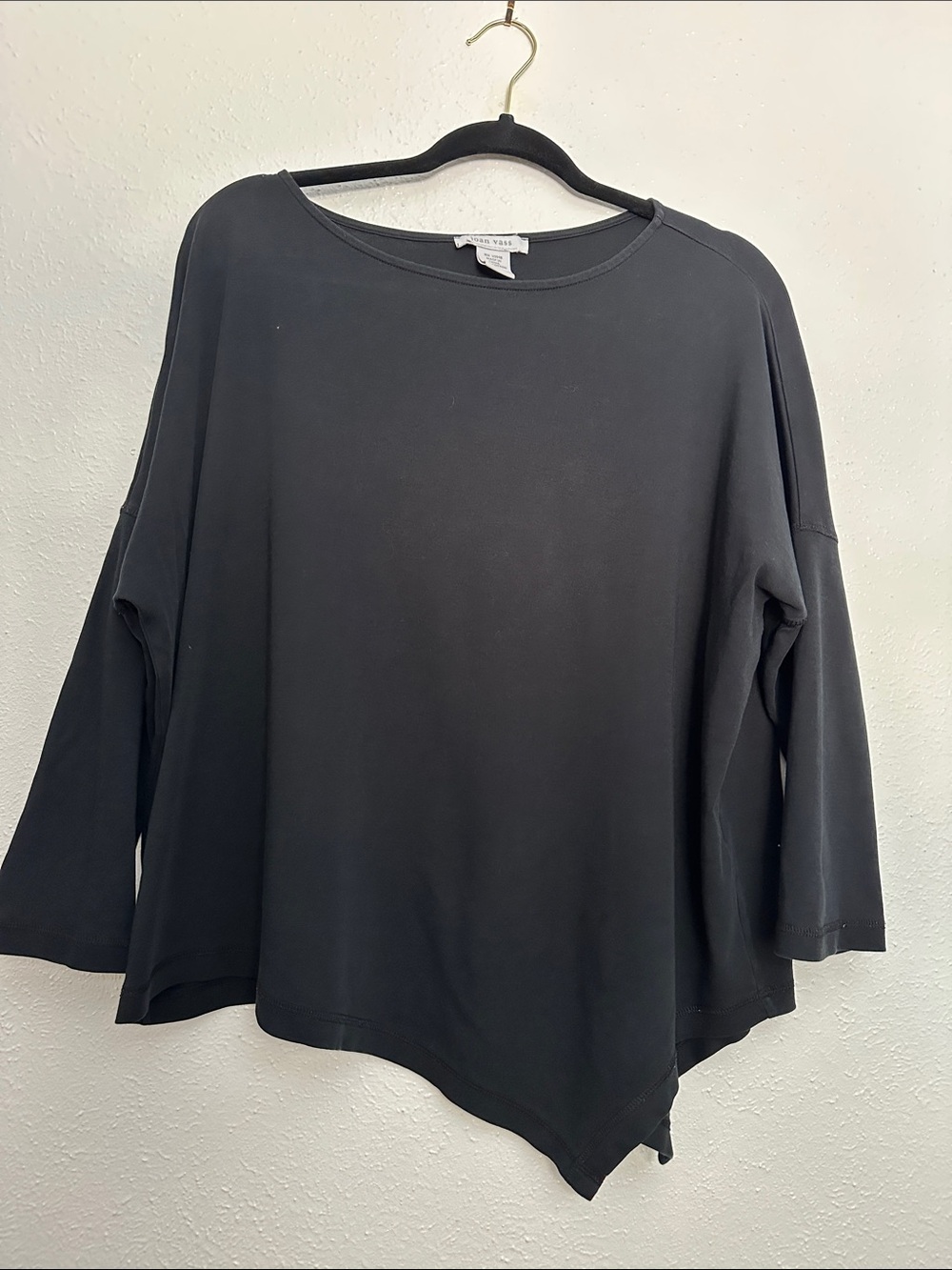 Joan Vass Asymmetrical Cotton Long Sleeve Top